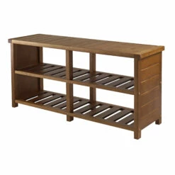 Winsome Wood Keystone Shoe Bench - 38-in X 18-in - Wood - Teak