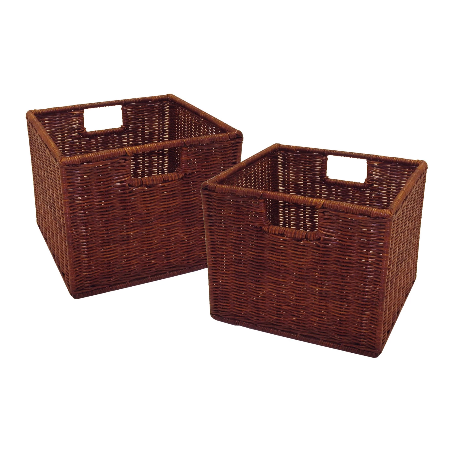 Winsome Wood 11.75-in X 12-in Rattan Walnut Leo Wired Basket (2 Pack) 1 Winsome Wood 11.75-in X 12-in Rattan Walnut Leo Wired Basket (2 Pack)