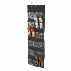 Honey Can Do 57-in Black 24 Pocket Over The Door Shoe Organizer
