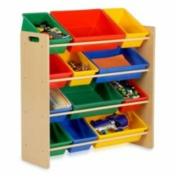 Honey Can Do 33.25-in X 36-in Natural Finish Twelve Bin Toy Organizer