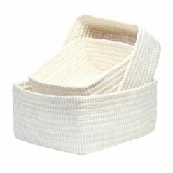 Colonial Mills 8-in X 14-in White Ticking Stripe Nesting Basket Set
