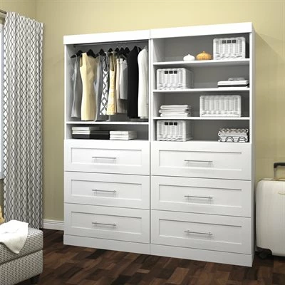 Bestar Pur Collection White 72-in 6 Drawer/Open Shelves Classic Storage Kit 1 Bestar Pur Collection White 72-in 6 Drawer/Open Shelves Classic Storage Kit