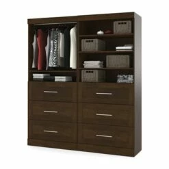 Bestar Pur Collection Brown 72-in 6 Drawer/Open Shelves Classic Storage Kit
