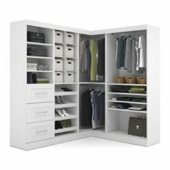 Bestar Pur Collection White 82-in 3 Drawer/Open Shelves Corner Storage Kit