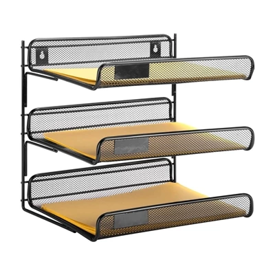 Honey Can Do 12.50-in X 2.91-in Black 3 Tier Mesh Desk Organizer 1 Honey Can Do 12.50-in X 2.91-in Black 3 Tier Mesh Desk Organizer