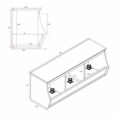 Prepac Monterey Stacked 3-Bin Storage Cubby (Set Of 2),WRSM- 3 Prepac Monterey Stacked 3-Bin Storage Cubby (Set Of 2),WRSM- - Image 3
