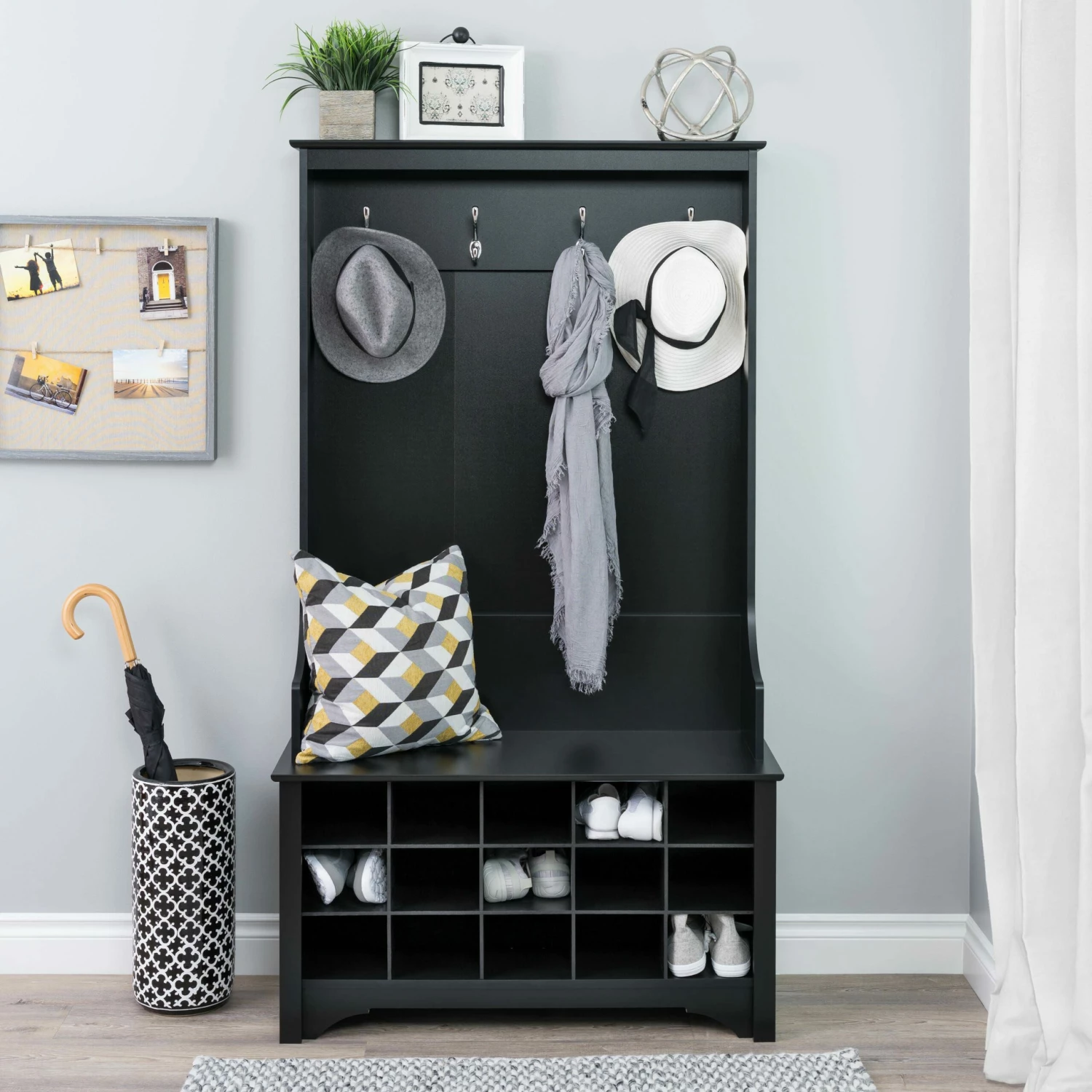 Prepac Hall Tree With Shoe Storage - Black - 38-in X 68-in 6 Prepac Hall Tree With Shoe Storage - Black - 38-in X 68-in - Image 6