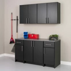 Prepac Elite Base Cabinet 2-Door - Black / Grey - 32-in W X 36-in H X 24-in D
