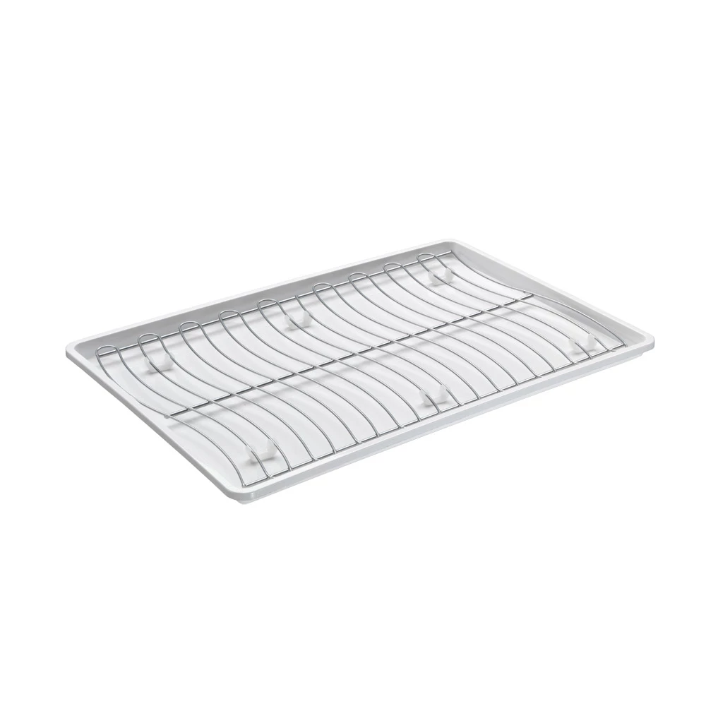Metaltex Wavetex Flat Dish Drainer - Plastic And Metal - White 1 Metaltex Wavetex Flat Dish Drainer - Plastic And Metal - White
