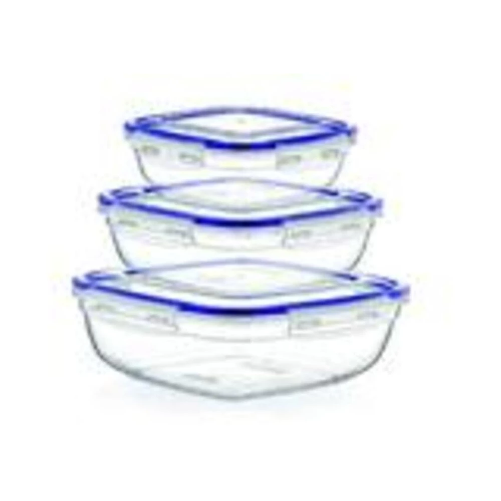 Superio Square Food Plastic Container - Set Of 3 1 Superio Square Food Plastic Container - Set Of 3