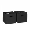 RiverRidge Home Folding Storage Bins - Fabric - 10.5-in X 10-in X 10.5-in - Black - 2-Pack