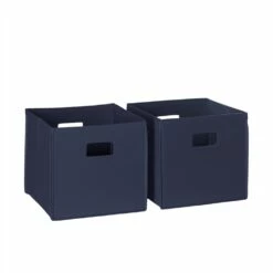 RiverRidge Home Folding Storage Bins - Fabric - 10.5-in X 10-in X 10.5-in - Navy - 2-Pack