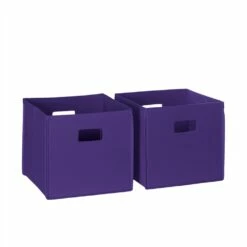 RiverRidge Home Folding Storage Bins - Fabric - 10.5-in X 10-in X 10.5-in - Dark Purple - 2-Pack -Storage Furniture Sales 2024 330739635 MainImage 001