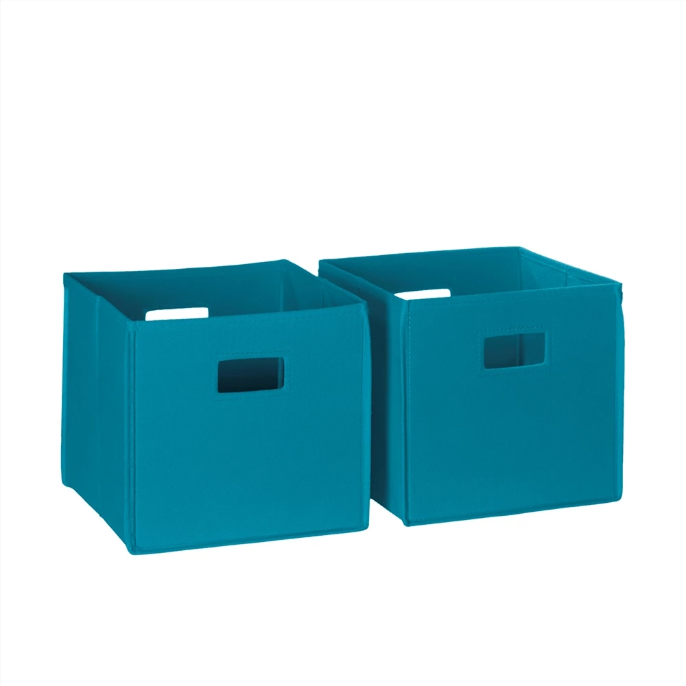 RiverRidge Home Folding Storage Bins - Fabric - 10.5-in X 10-in X 10.5-in - Turquoise - 2-Pack 5 RiverRidge Home Folding Storage Bins - Fabric - 10.5-in X 10-in X 10.5-in - Turquoise - 2-Pack - Image 5