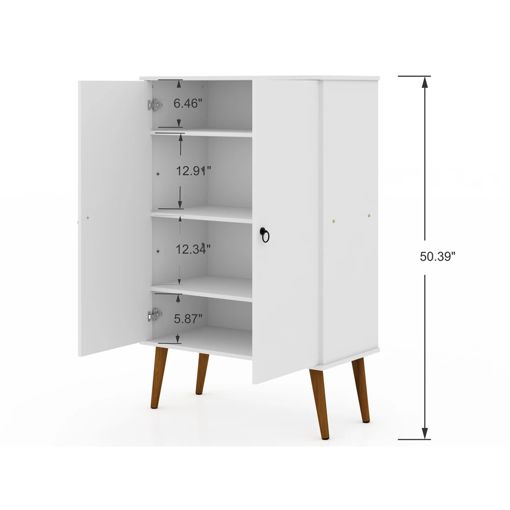 Manhattan Comfort Tribeca Shoe Cabinet - 35.43-in X 50-in - White 3 Manhattan Comfort Tribeca Shoe Cabinet - 35.43-in X 50-in - White - Image 3