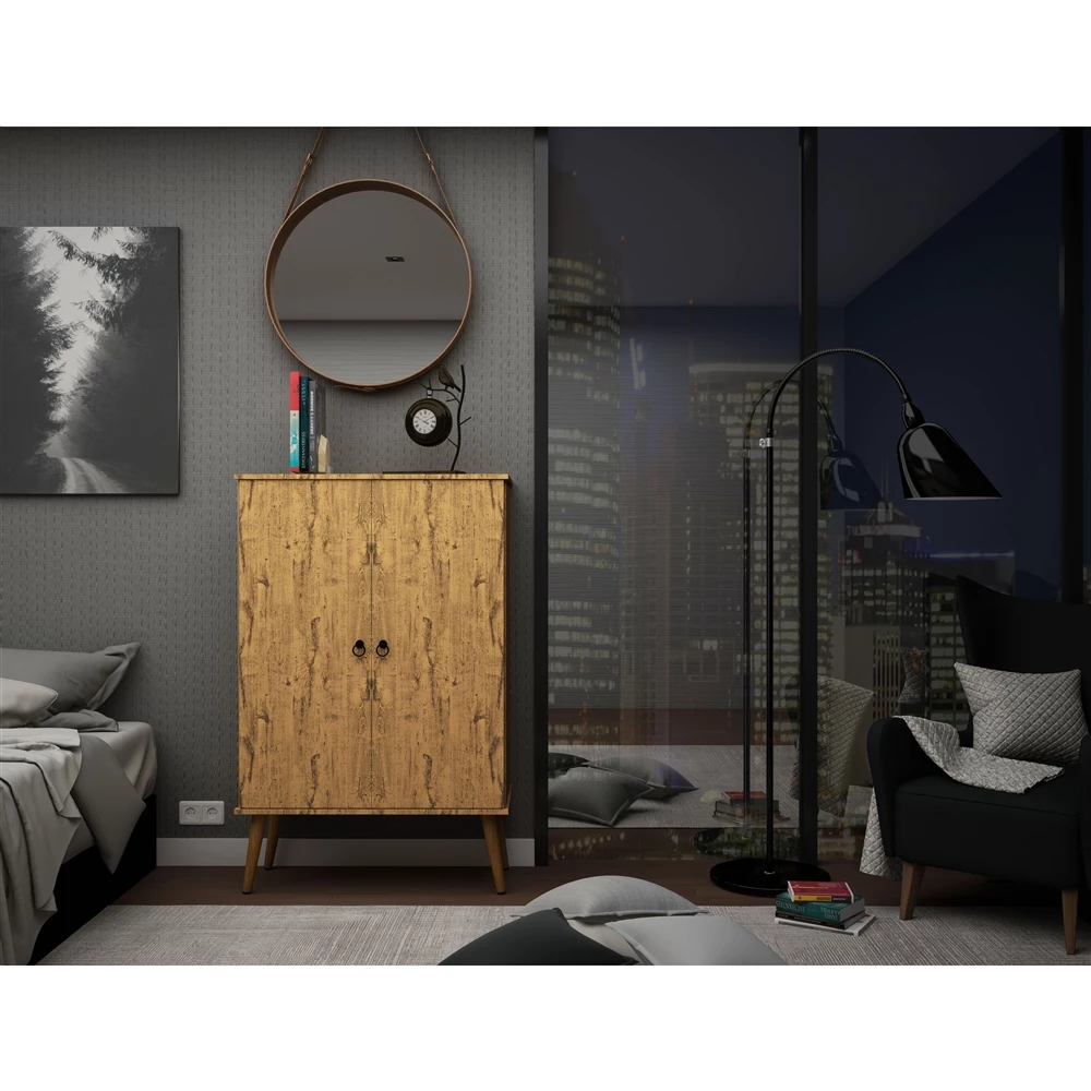 Manhattan Comfort Tribeca Shoe Cabinet - 35.43-in X 50-in - Natural Wood 2 Manhattan Comfort Tribeca Shoe Cabinet - 35.43-in X 50-in - Natural Wood - Image 2