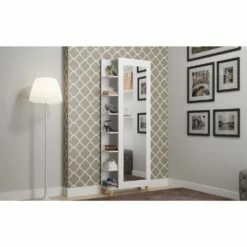 Manhattan Comfort Minetta 14-Pair Mid-Century Shoe Closet - 26.57-in X 74.4 - White