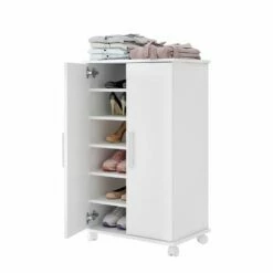Manhattan Comfort Catalonia Mobile Shoe Closet 2.0 With 6 Shelves - 23.62-in X 38.97-in - White -Storage Furniture Sales 2024 330742673 AlternateImage3