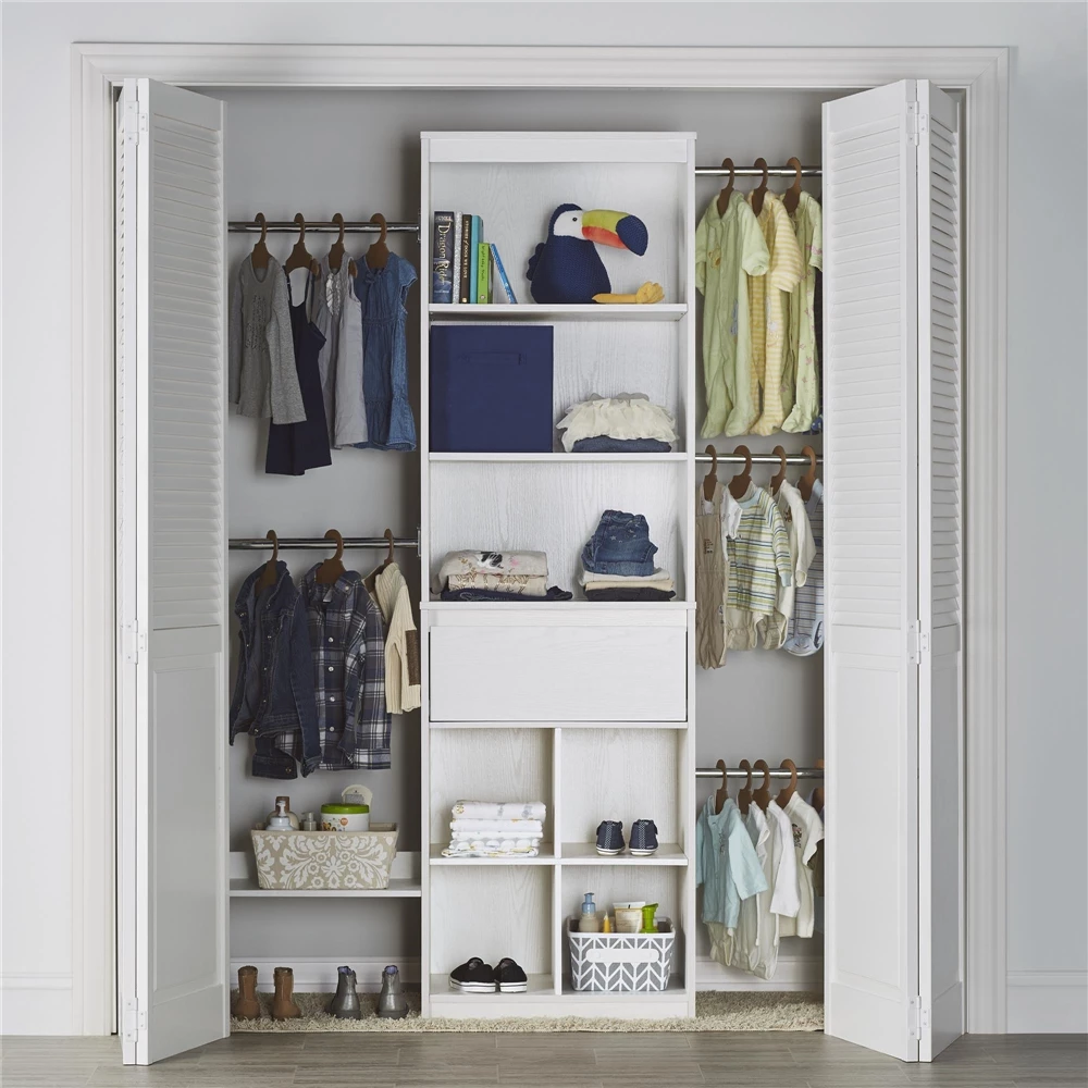 Little Seeds Grow-with-Me Adjustable Kids' Closet Organizer System - 15.7-in X 76.6-in - White 2 Little Seeds Grow-with-Me Adjustable Kids' Closet Organizer System - 15.7-in X 76.6-in - White - Image 2