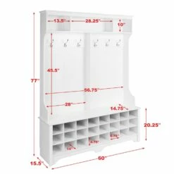 Prepac Wide Hall Tree With 24 Shoe Cubbies In White Finish - 77-in X 60-in X 15.5-in -Storage Furniture Sales 2024 330746096 AlternateImage5