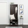 Prepac Narrow Hall Tree With 9 Shoe Cubbies In Espresso Finish - 68-in X 27-in X 15.5-in