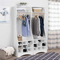 Prepac Compact Wardrobe With Shoe Storage In White Finish - 72-in X 25-in X 15.75-in -Storage Furniture Sales 2024 330746127 AlternateImage3