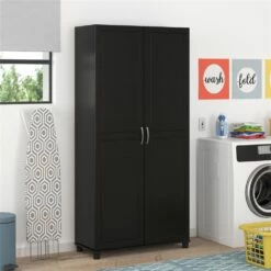 System Build Kendall Utility Storage Cabinet - 15.38-in X 35.69-in X 74.31-in - Black