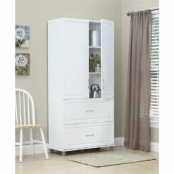 System Build Kendall 2-Door/2-Drawer Storage Cabinet - 15.38-in X 35.69-in X 74.31-in - White