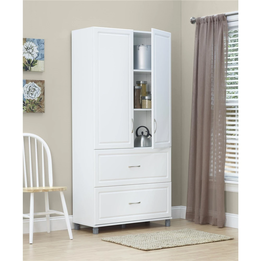 System Build Kendall 2-Door/2-Drawer Storage Cabinet - 15.38-in X 35.69-in X 74.31-in - White 1 System Build Kendall 2-Door/2-Drawer Storage Cabinet - 15.38-in X 35.69-in X 74.31-in - White