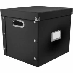 Snap-N-Store Vinyl Storage Record Box, 12.5-in W X 12.6-in H X 13.4-in D, Black Faux Leather (Each)