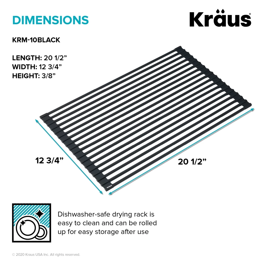 KRAUS Multipurpose Over-Sink Roll-Up Dish Drying Rack In Black 4 KRAUS Multipurpose Over-Sink Roll-Up Dish Drying Rack In Black - Image 4