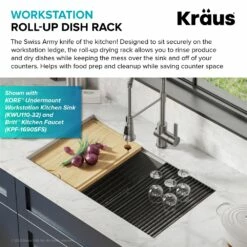 KRAUS Multipurpose Workstation Sink Roll-Up Dish Drying Rack In Red -Storage Furniture Sales 2024 330765001 AlternateImage3