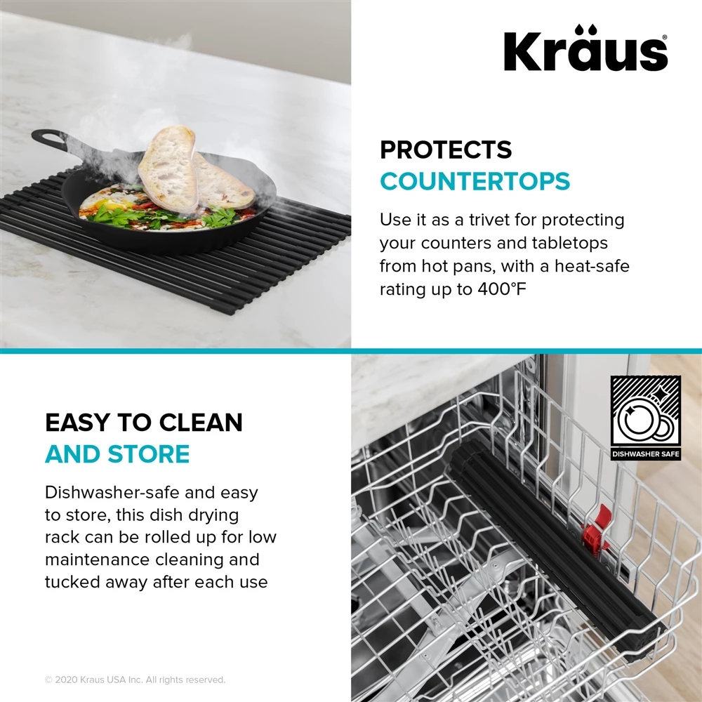 KRAUS Multipurpose Workstation Sink Roll-Up Dish Drying Rack In Yellow 9 KRAUS Multipurpose Workstation Sink Roll-Up Dish Drying Rack In Yellow - Image 9