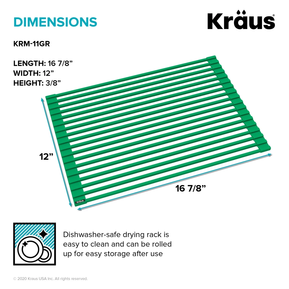 KRAUS Multipurpose Workstation Sink Roll-Up Dish Drying Rack In Green 8 KRAUS Multipurpose Workstation Sink Roll-Up Dish Drying Rack In Green - Image 8