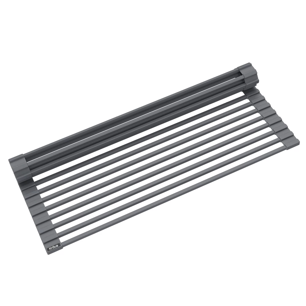 KRAUS Multipurpose Workstation Sink Roll-Up Dish Drying Rack In Dark Grey 1 KRAUS Multipurpose Workstation Sink Roll-Up Dish Drying Rack In Dark Grey