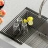 KRAUS Multipurpose Over-Sink Roll-Up Dish Drying Rack In Dark Blue