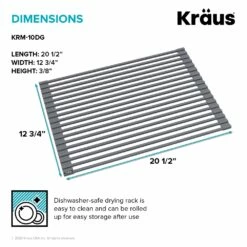 KRAUS Multipurpose Over-Sink Roll-Up Dish Drying Rack In Dark Grey -Storage Furniture Sales 2024 330765023 AlternateImage7