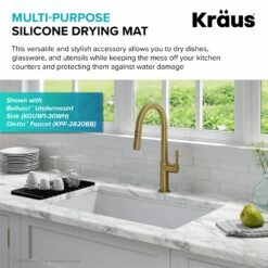 Kraus Self-Draining Silicone Drying Mat - Dark Grey