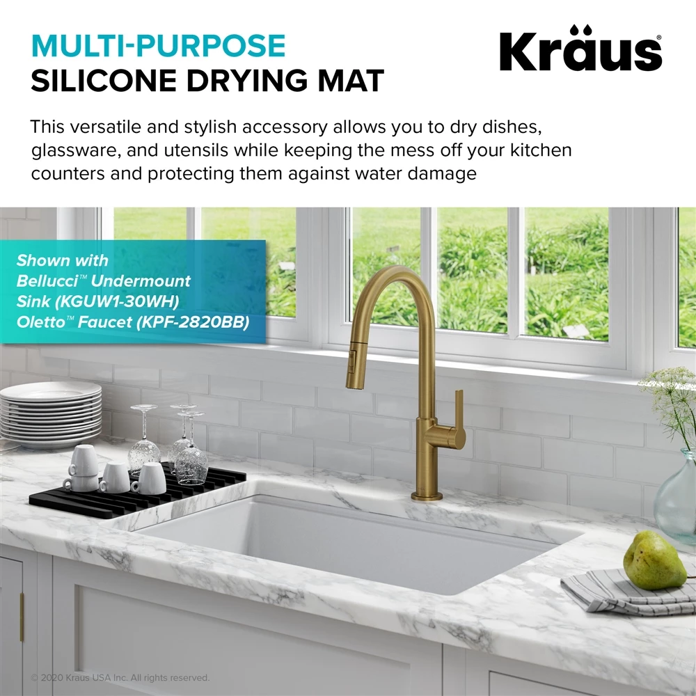 Kraus Self-Draining Silicone Drying Mat - Light Grey 2 Kraus Self-Draining Silicone Drying Mat - Light Grey - Image 2