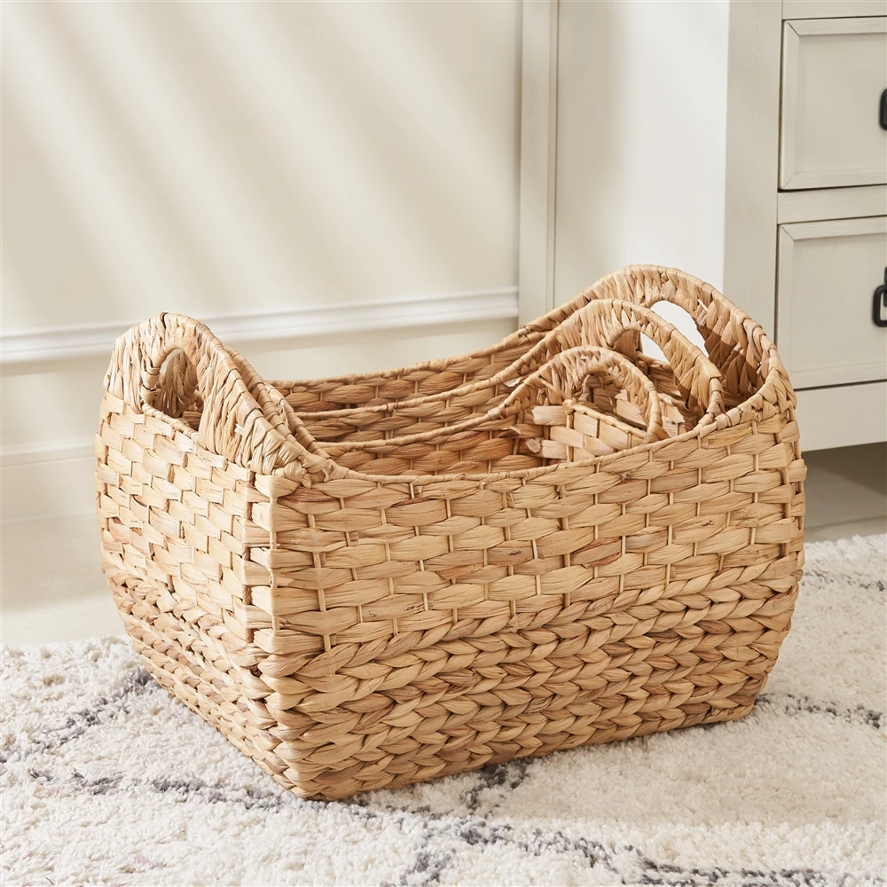 Vifah Amelia Stackable Grocery Basket - Rectangular - Water Hyacinth - Set Of 3 4 Vifah Amelia Stackable Grocery Basket - Rectangular - Water Hyacinth - Set Of 3 - Image 4