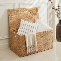 Vifah Ellie Lidded Laundry Basket - Rectangular - Water Hyacinth - 24-in -Storage Furniture Sales 2024 330770136 AlternateImage1
