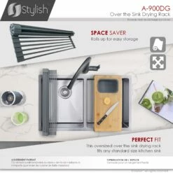 Stylish 20.5-in Dark Grey Roll-Up Stainless Steel Drying Rack -Storage Furniture Sales 2024 330781728 AlternateImage2