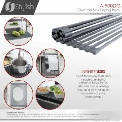 Stylish 20.5-in Dark Grey Roll-Up Stainless Steel Drying Rack -Storage Furniture Sales 2024 330781728 AlternateImage7