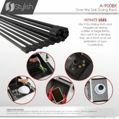 Stylish 20.5-in Black Roll-Up Stainless Steel Drying Rack -Storage Furniture Sales 2024 330781735 AlternateImage6