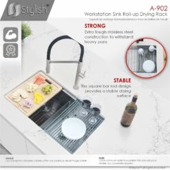 Stylish Over The Sink Metal Dish Rack And Drip Tray - 16.75-in X 13.25-in - Dark Grey -Storage Furniture Sales 2024 330781747 AlternateImage4