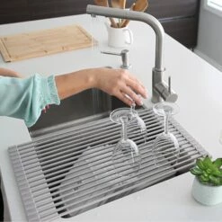 Stylish 20.5-in Grey Roll-Up Stainless Steel Drying Rack -Storage Furniture Sales 2024 330781749 AlternateImage1