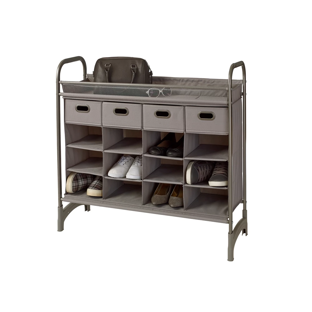 Neatfreak 14-Pair Brushed Nickel Fabric Shoe Organizer 4 Neatfreak 14-Pair Brushed Nickel Fabric Shoe Organizer - Image 4