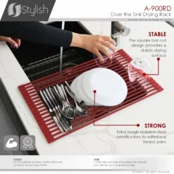 Stylish 20.5-in Red Roll-Up Stainless Steel Drying Rack -Storage Furniture Sales 2024 330820372 AlternateImage4