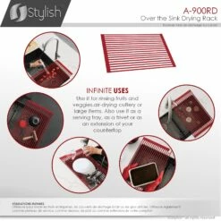 Stylish 20.5-in Red Roll-Up Stainless Steel Drying Rack -Storage Furniture Sales 2024 330820372 AlternateImage6
