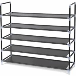 Songmics 25 Pair Black Metal Shoe Rack
